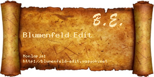 Blumenfeld Edit névjegykártya